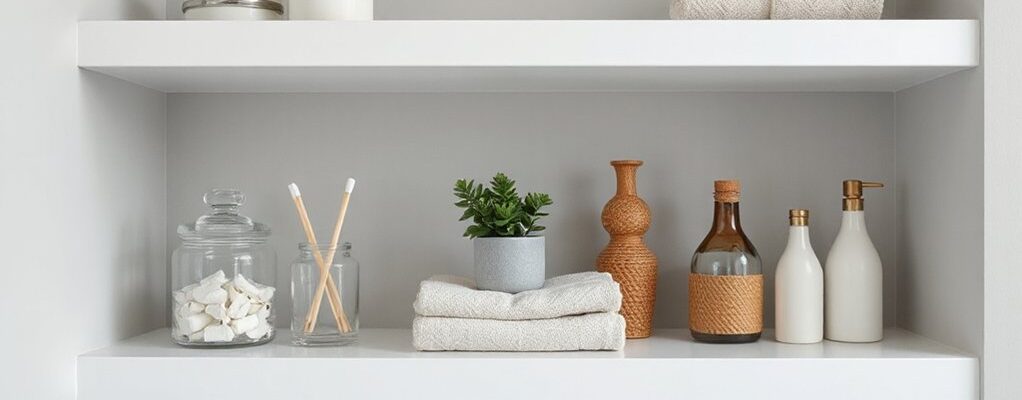 bathroom shelf styling tips