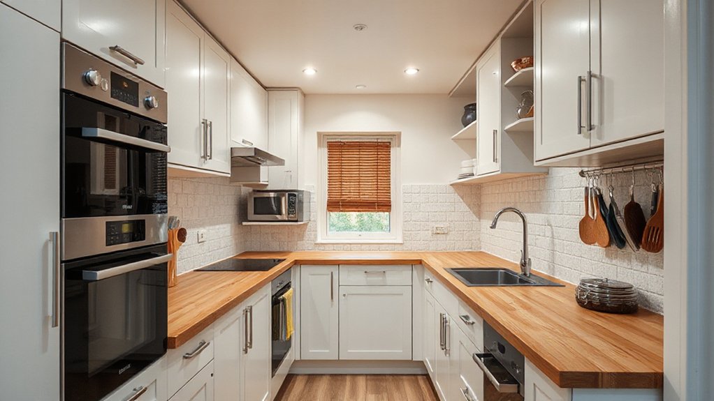 efficient narrow kitchen design
