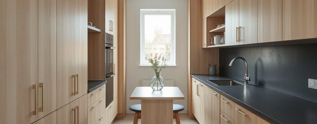 efficient narrow kitchen designs