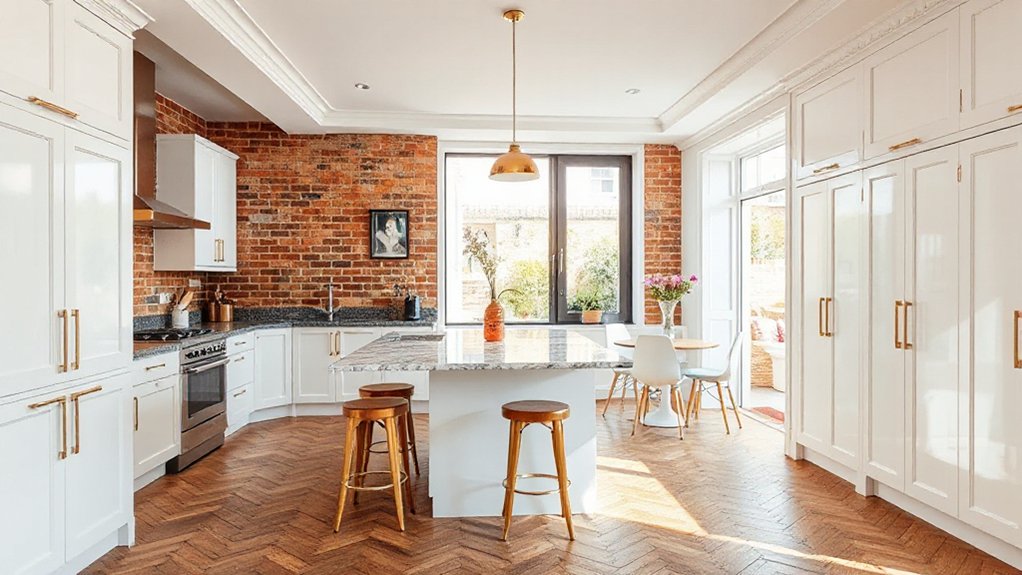 flowing interactive kitchen layout